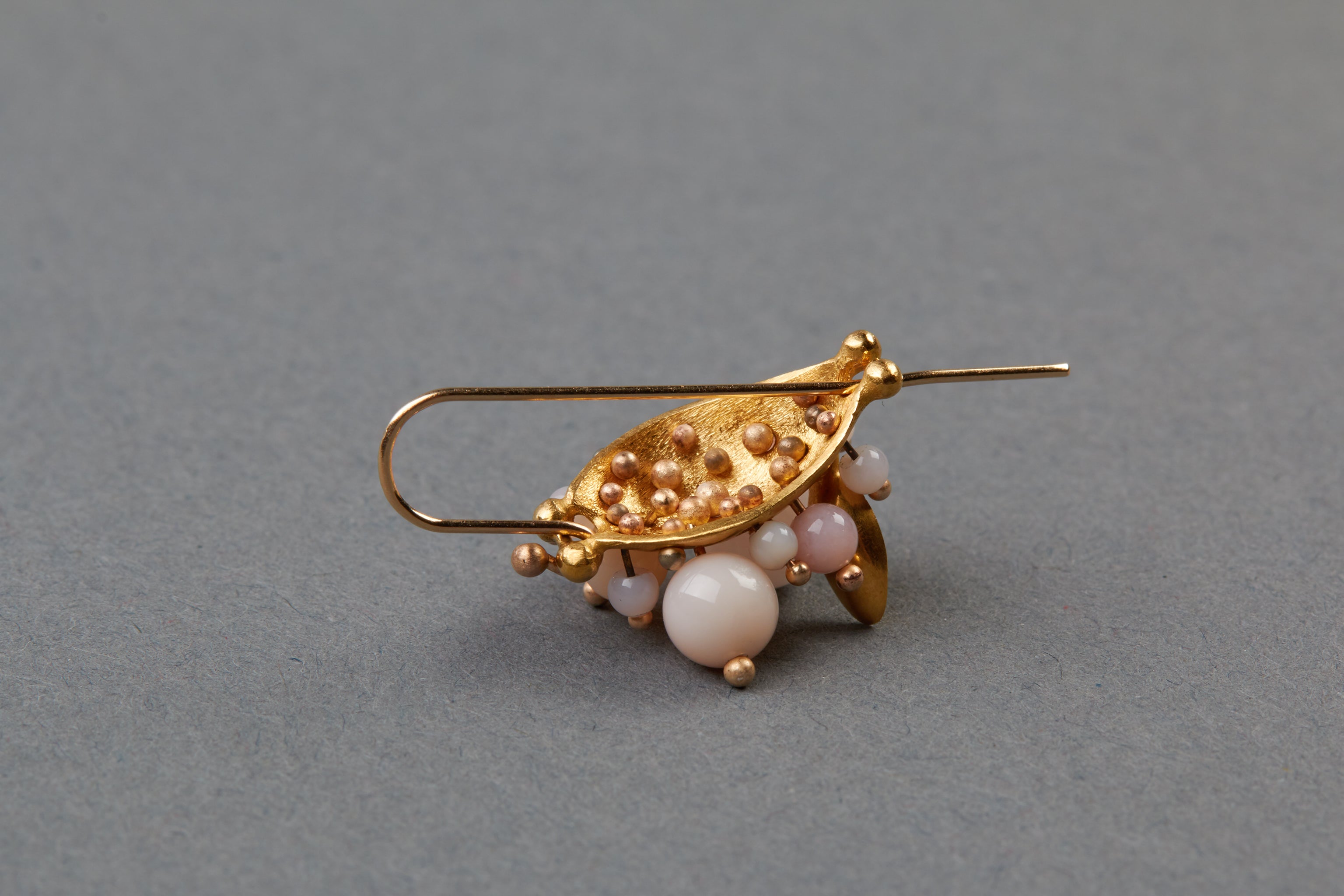 Ted MUEHLING 10K Pink Pearl Bug Cluster Earrings